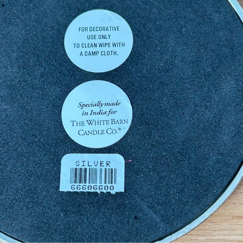 White Barn Co. Silver Star Burst Mirror Candle Wine Bottle Coaster Etched - Picture 9 of 13